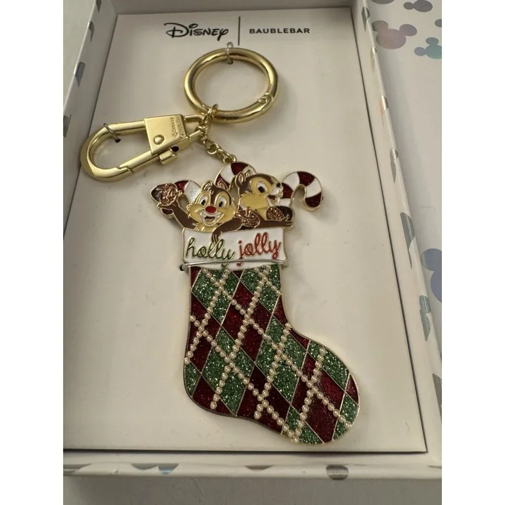 Disney Baublebar x Disney Chip & Dale Bag Charm Keychain Christmas Stocking B30
